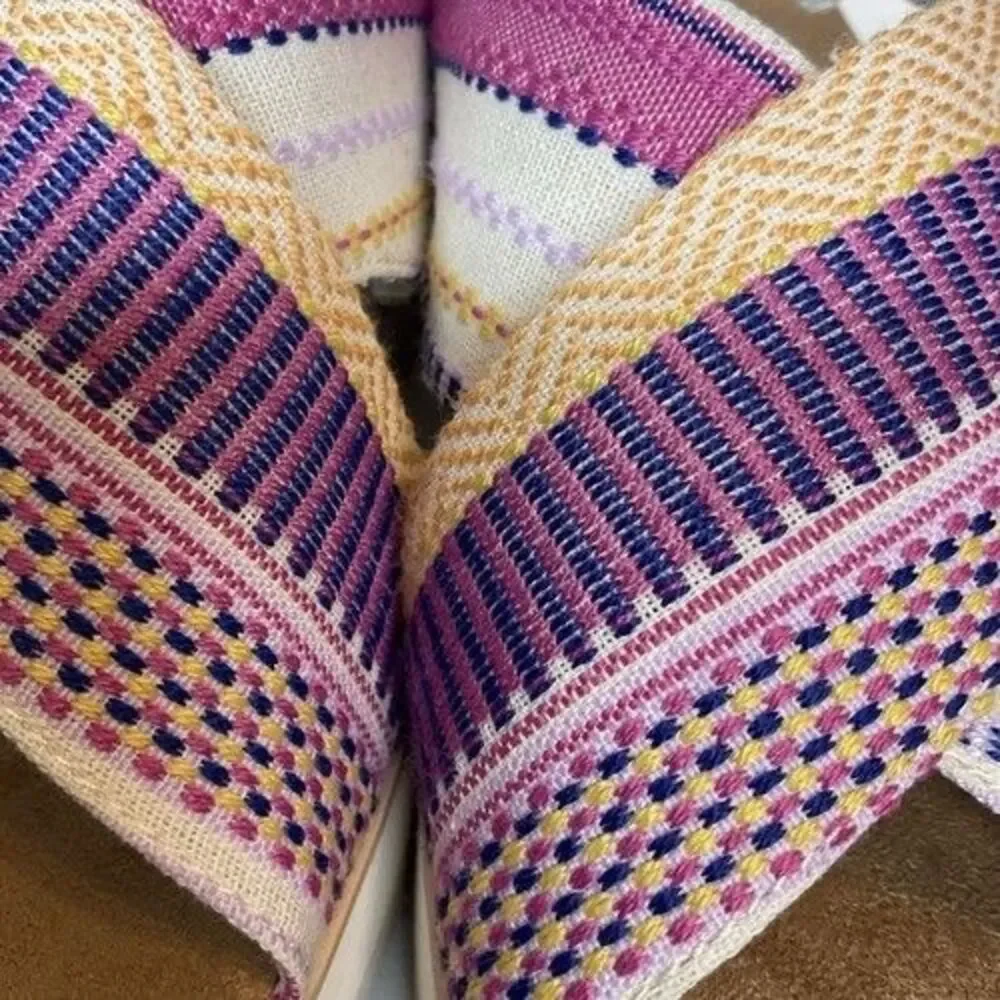 NWOB Toms Diana Crossover Platform Wedge Sandals Women Size 12 Fuchsia Pink/Purp